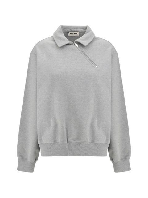 Miu Miu oblique-zip logo sweatshirt - Grey - zdjęcie produktu nr 1