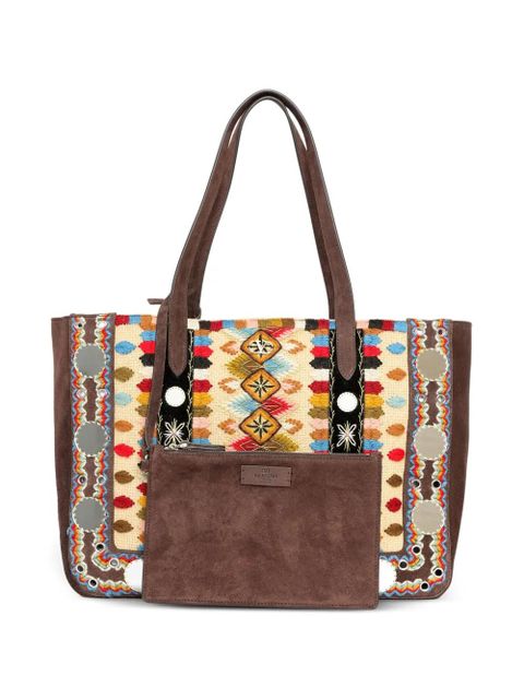Valentino Garavani Nellcôte embroidered tote bag - Brown