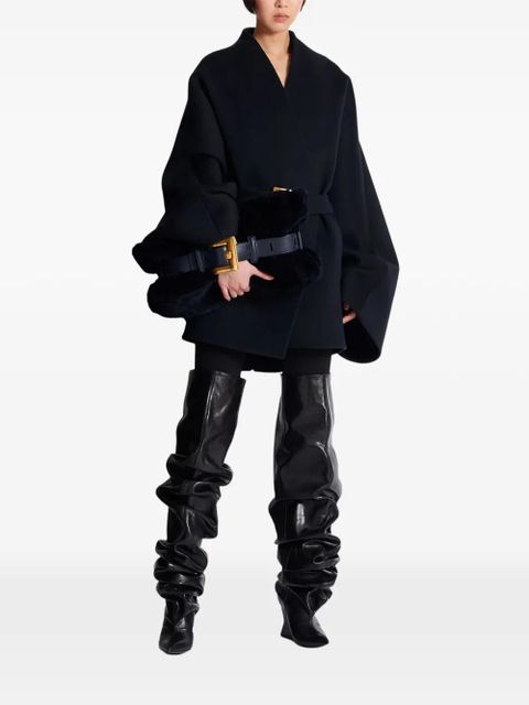 Balmain medium Anthem shearling belt-buckle shoulder bag - Blue - zdjęcie produktu nr 2