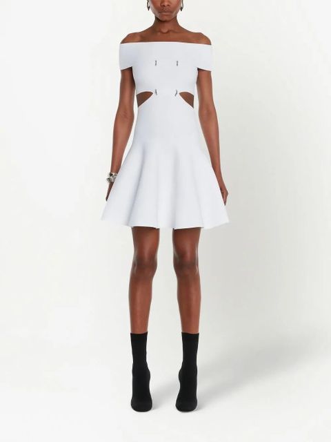 Alexander McQueen off-shoulder flared mini dress - White - zdjęcie produktu nr 2