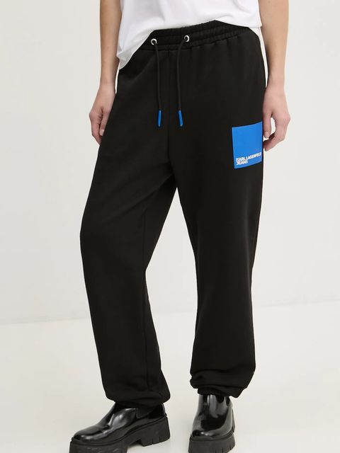 Karl Lagerfeld Jeans spodnie dresowe bawełniane kolor czarny z nadrukiem A1W10004 - zdjęcie produktu nr 1