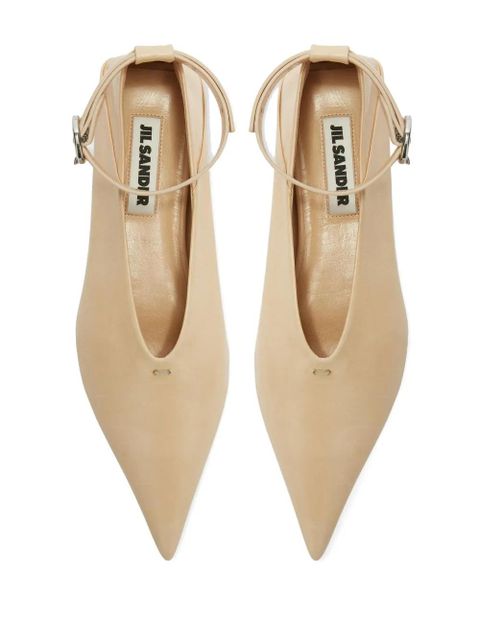Jil Sander Scarpa leather ballerina shoes - Neutrals