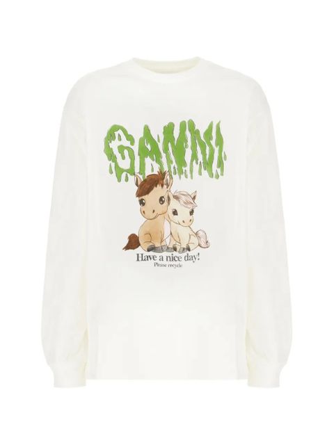 GANNI Felpe graphic print T-shirt - White - zdjęcie produktu nr 1