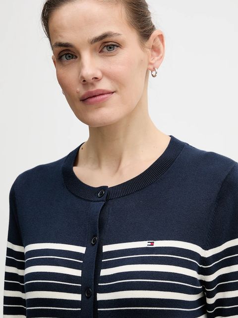 Tommy Hilfiger kardigan damski kolor granatowy lekki WW0WW42370