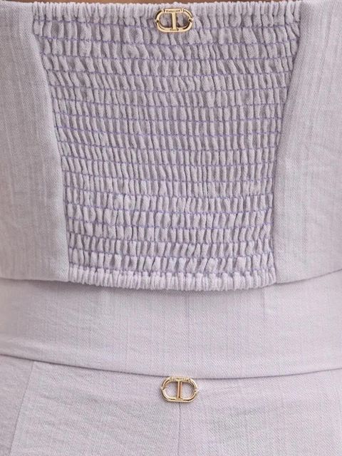 TWINSET puff-sleeve smocked-back top - Purple