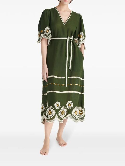ERES Hortense floral-embroidered linen dress - Green