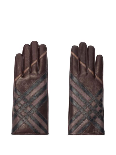 Burberry check-pattern leather gloves - Brown - zdjęcie produktu nr 2