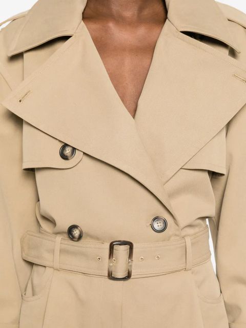 Self-Portrait belted cropped trench jacket - Neutrals