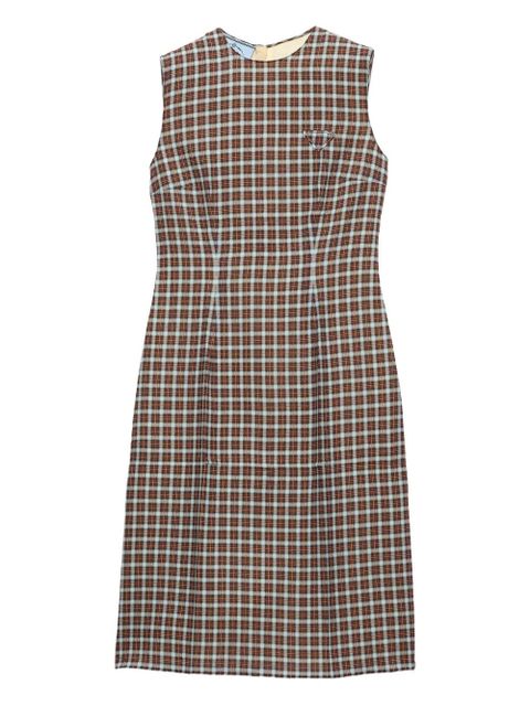 Prada checked-pattern midi dress - Brown - zdjęcie produktu nr 1