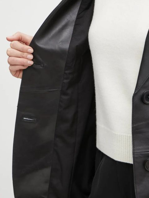 Stand Studio marynarka skórzana Mina kolor czarny jednorzędowa gładka 66391-7850