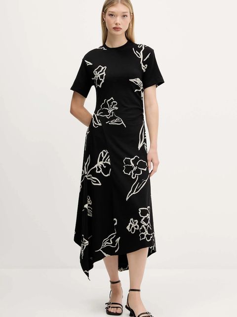 Desigual sukienka CALMA kolor czarny midi rozkloszowana 25WWVK44 - zdjęcie produktu nr 1