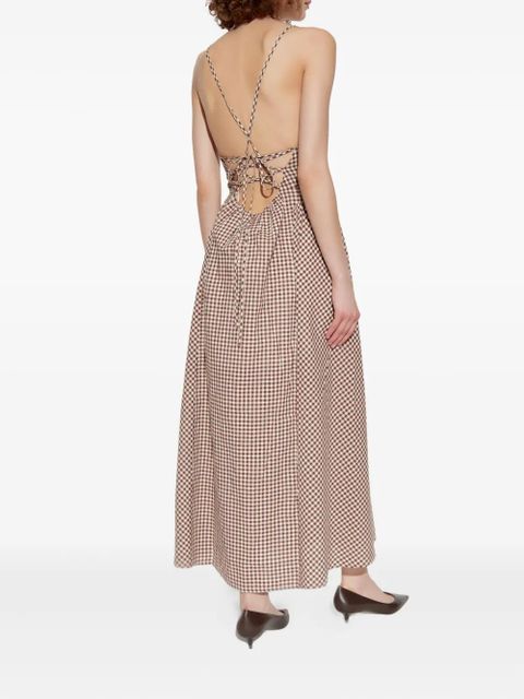 Posse gingham check maxi dress - Neutrals