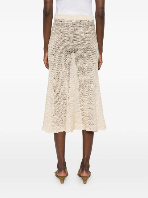 KHAITE Inaya crochet-knit midi skirt - Neutrals