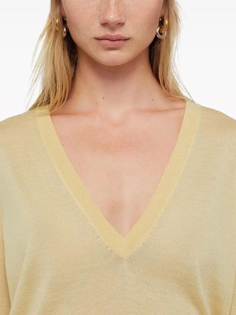 Jil Sander V-neck cashmere top - Yellow - zdjęcie produktu nr 2