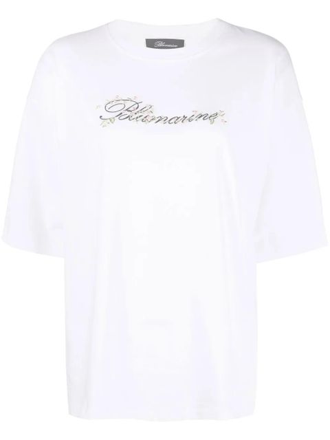 Blumarine embroidered-logo detail T-shirt - White - zdjęcie produktu nr 1