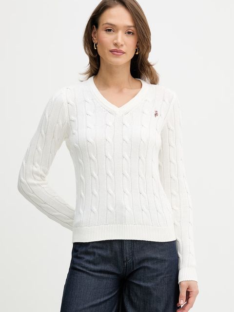 U.S. Polo Assn. sweter bawełniany V-NECK CABLE