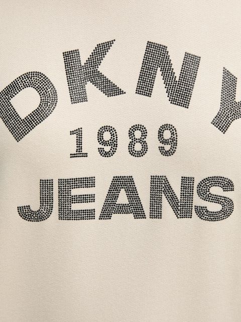 Dkny bluza bawełniana damska kolor beżowy z aplikacją DJ5T1522