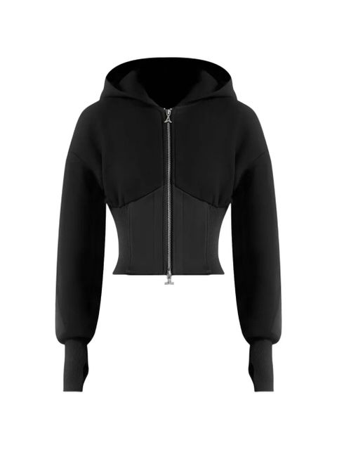 Manière De Voir Brune corset-detail zip hoodie - Black