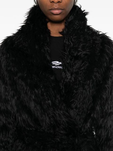 Balenciaga belted faux-fur jacket - Black