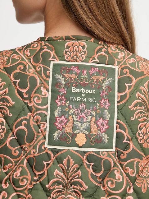 Barbour bezrękawnik x Farm Rio kolor zielony przejściowy LLI0024