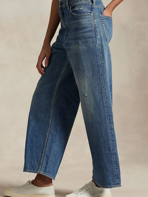 Polo Ralph Lauren jeansy bawełniane Wd Lg Crp Ankle Wide damskie high waist 211969377