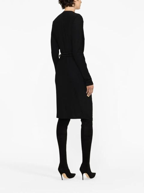TOM FORD belted-waist V-neck dress - Black