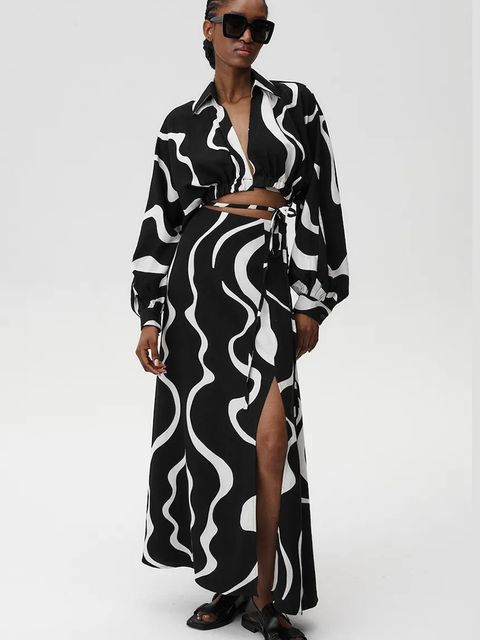 Undress Code spódnica z domieszką lnu Athena Skirt kolor multicolor maxi prosta 904 - zdjęcie produktu nr 1