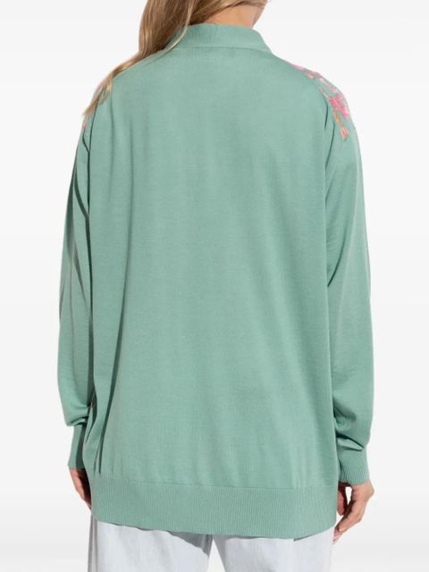 Versace embroidered cardigan - Green