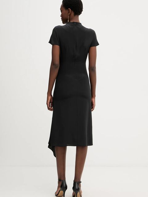 Liviana Conti sukienka jedwabna kolor czarny midi rozkloszowana L5WS15