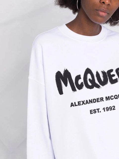 Alexander McQueen logo-print cotton sweatshirt - White