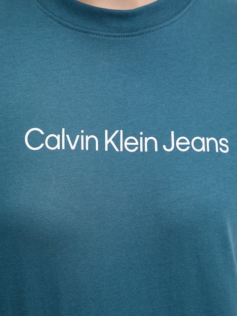 Calvin Klein Jeans t-shirt bawełniany damski kolor turkusowy LV047C912G