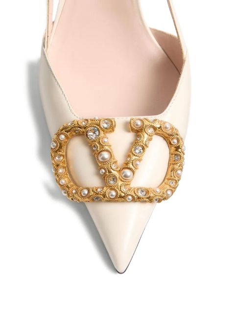 Valentino Garavani 80mm VLogo Signature slingback pumps - Neutrals