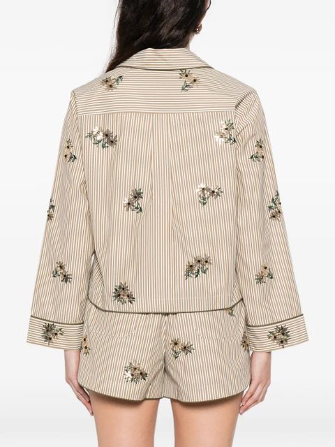 SANDRO floral-details stripe-pattern shirt - Neutrals