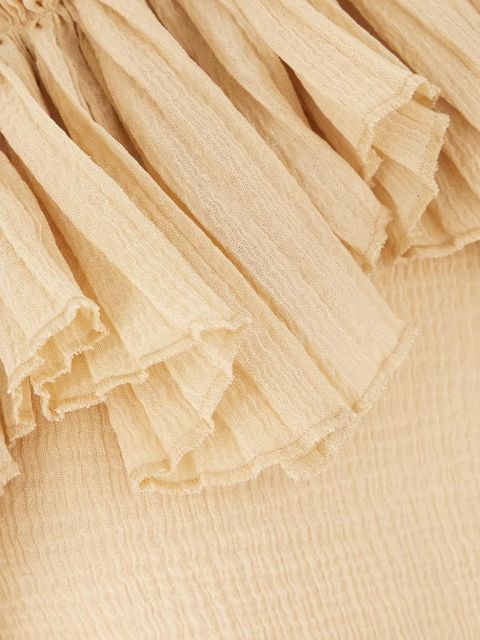 Saint Laurent ruffle-detail one-shoulder dress - Neutrals