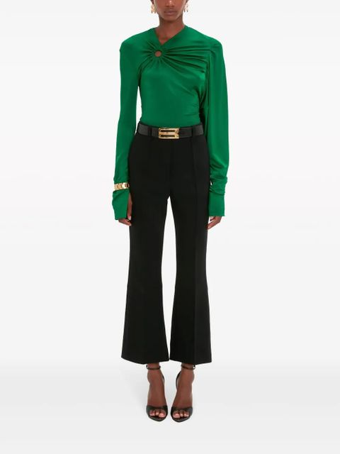 Victoria Beckham long-sleeve gathered-detail top - Green