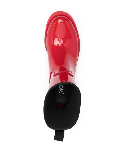 Moncler logo-patch ankle boots - Red