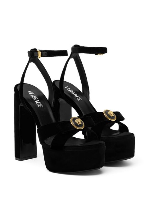 Versace 140mm Gianni Ribbon velvet sandals - Black - zdjęcie produktu nr 2