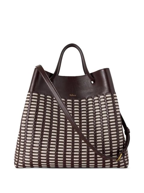 Mulberry Ebony & Eggshell woven-design leather tote bag - Brown
