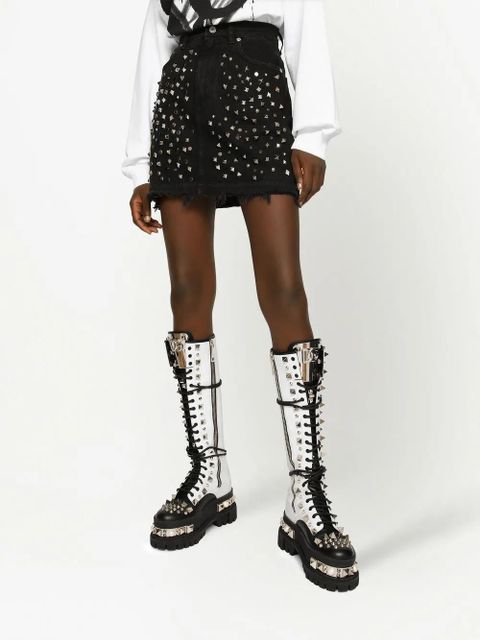 Dolce & Gabbana studded denim miniskirt - Black
