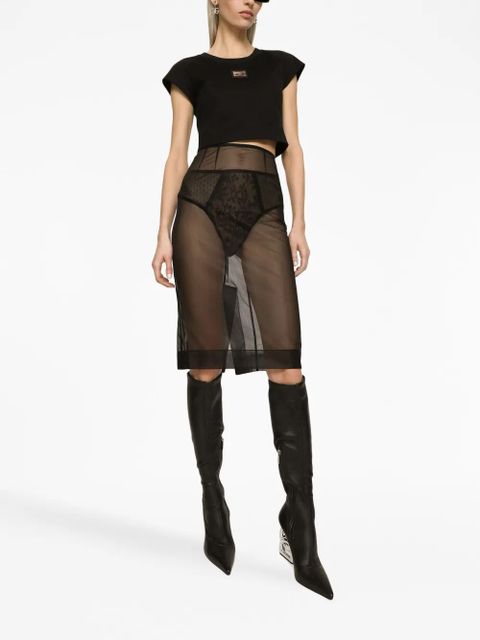 Dolce & Gabbana logo-plaque cropped T-shirt - Black - zdjęcie produktu nr 2