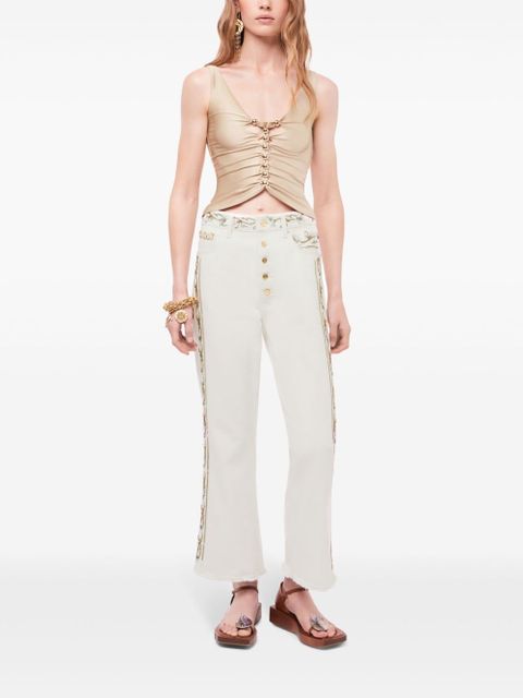 Rabanne embroidered mid-rise cropped jeans - White - zdjęcie produktu nr 2
