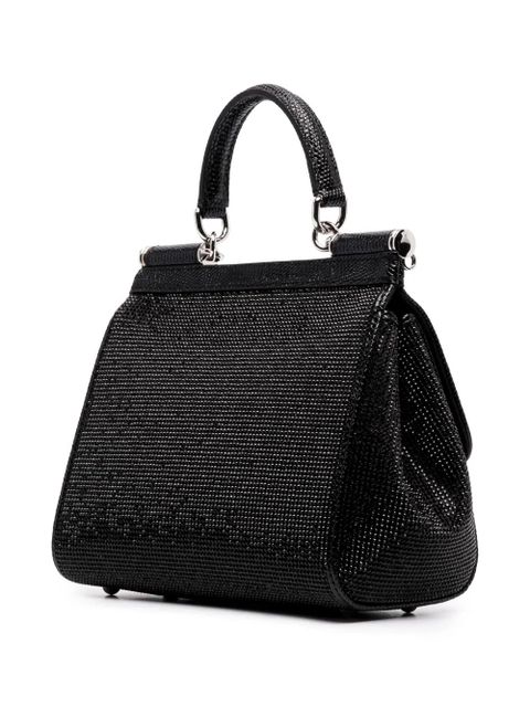 Dolce & Gabbana small Sicily rhinestone shoulder bag - Black