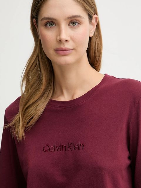 Calvin Klein Underwear piżama bawełniana damska kolor bordowy bawełniana LV00QS7579