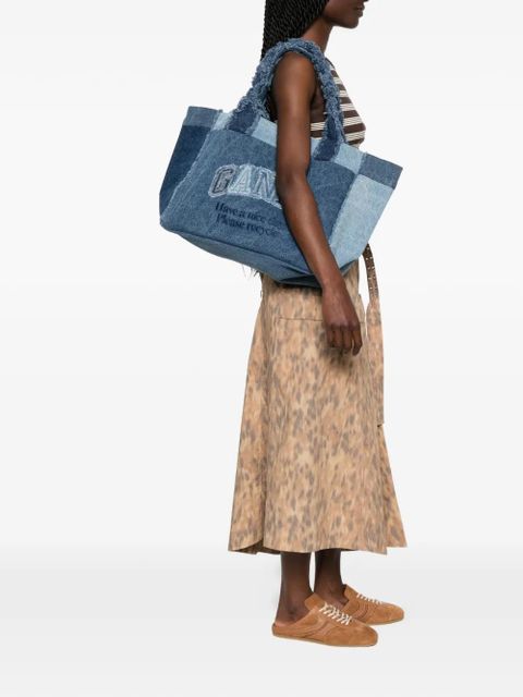 GANNI patchwork frayed tote bag - Blue - zdjęcie produktu nr 2