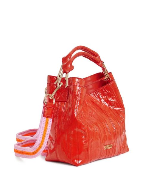 Essentiel Antwerp cracked-effect detachable tote bag - Red