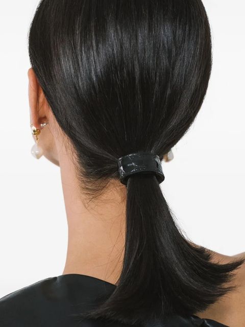 Jennifer Behr leather-embossed mini pony wrap - Black