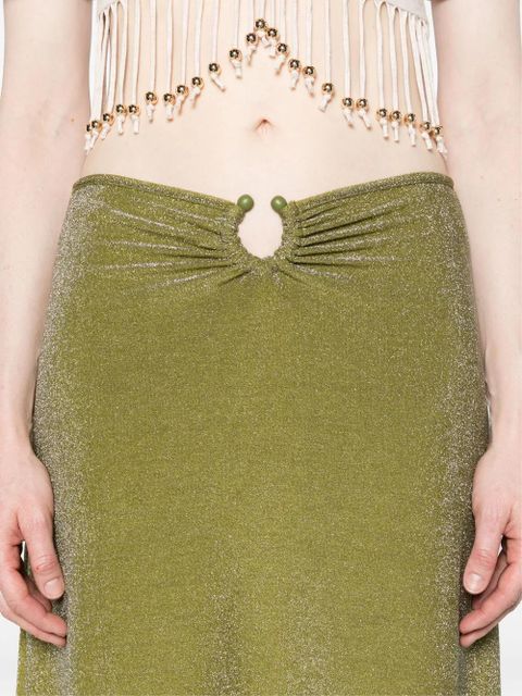 Johanna Ortiz ring-detail lurex midi skirt - Green