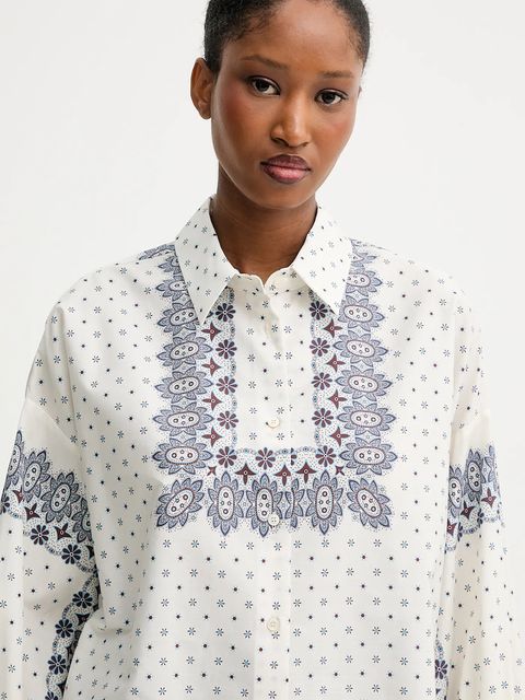 Weekend Max Mara koszula bawełniana ADDA damska kolor beżowy relaxed z kołnierzykiem klasycznym 2525116021600