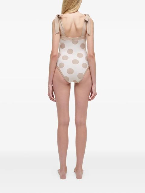 Simkhai polka-dot tie-detail swimsuit - Neutrals
