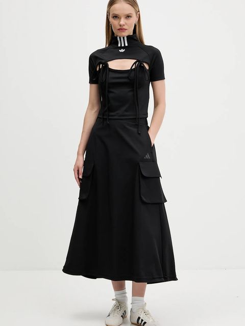 adidas spódnica City Tech kolor czarny midi rozkloszowana JM8438